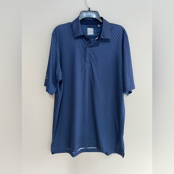 Callaway Men's Opti-Dri Swing Tech Allover Chevron Print Polo in Peacoat Blue, M - Picture 3 of 10